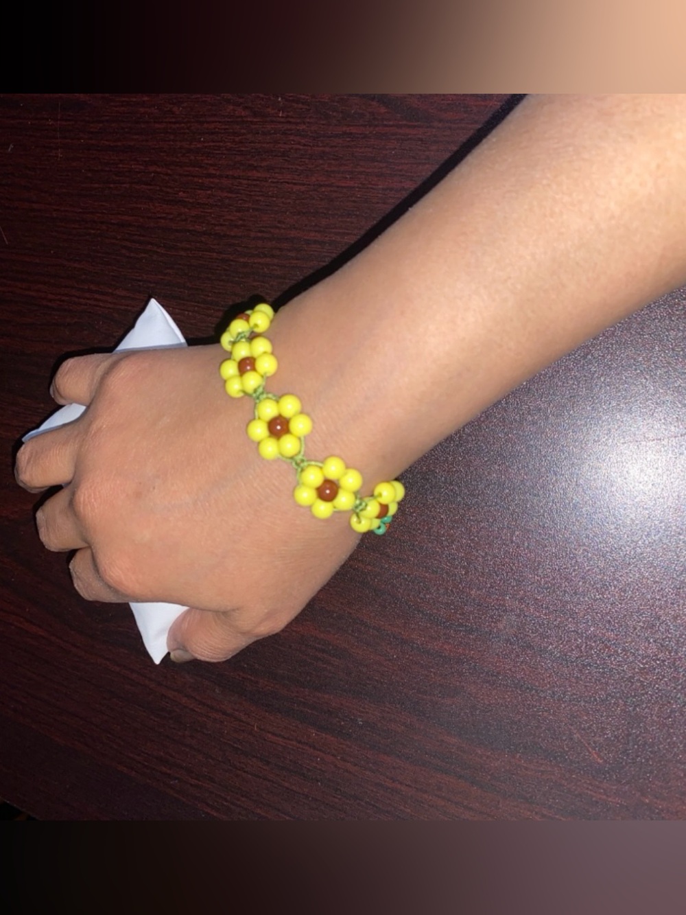 Sunflower macrame Beaded Bracelet